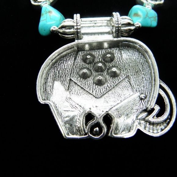 Boho Retro Good Luck Elephant Turquoise Pendant - Picture 6 of 6